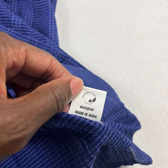 Anthropologie Conditions Apply Dress Small Blue Peasant Boho Tassel Sleeve Tunic - Picture 10 of 13